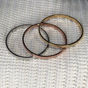 Kate Spade Elegant Gold, Silver, and Rose Gold Bangle Set